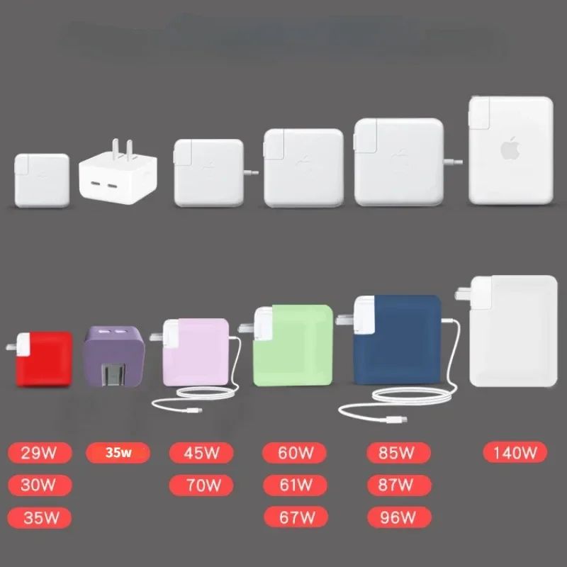 For Mac Book Pro 16 15 14 13 Inch 2024 2023 2022 Laptop Power Supply Silicone Case for MacBook 96 87 85 67 61 60 35 30 29W Case