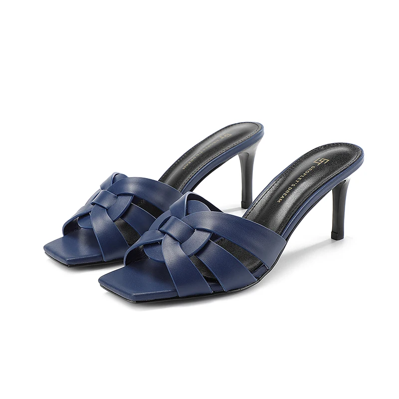 Summer Elegant Women's High Heels Leather Open Toe Fish Mouth Slippers Fashion Women's Shoes Luxury Party Shoes Plus Size 34-44 2