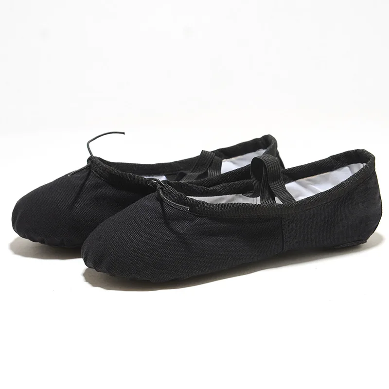 USHINE EU22-45 Cloth Head Yoga Slippers Teacher Gym Indoor Exercise Canvas Black Ballet Dance Shoes Children Kids Girls Woman 5