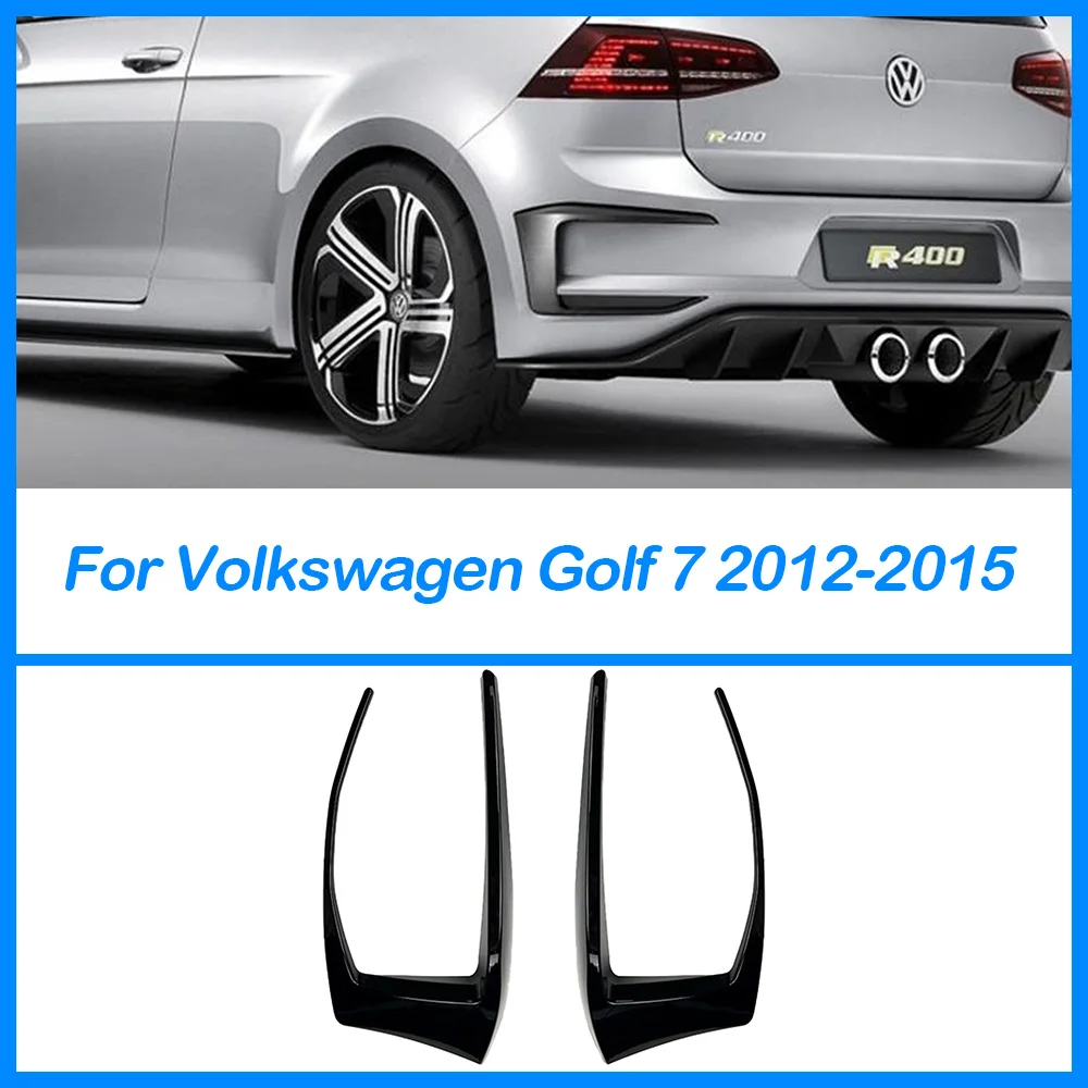 

For VW Volkswagen Golf 7 2012 2013 2014 2015 Rear Bumper Air Knife R400 Fog Light Cover Body Kit Accessories Glossy Black ABS