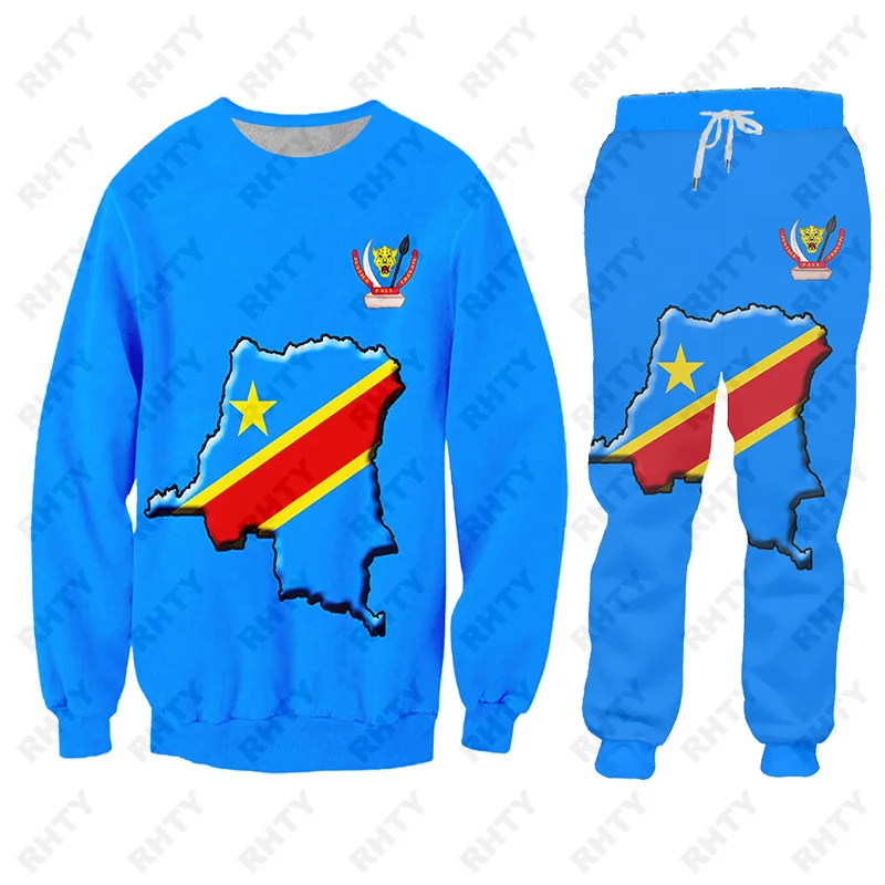 Congo Vlag Zaire Dr Hoodies Jasje Trainingspak Heren 3d Print Broek Oversized Afrikaanse Pullover Sweatshirt Unisex Kleding Dropship