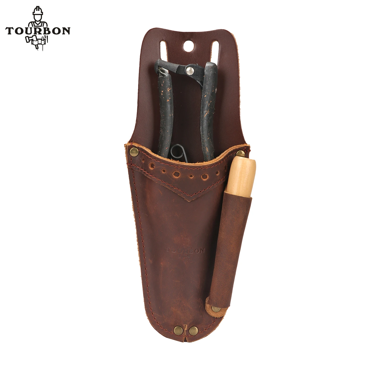 

Tourbon садовые кожаные плоскогубцы Pockect секатор ножницы сучкорез карман держатель инструмента коричневый с петлей на ремне