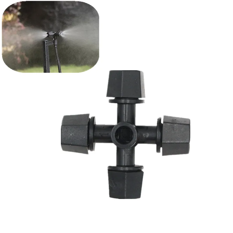 10pcs Black Fogger 4 Outlet Misting Watering Sprayer Spray Atomization Irrigation Drip