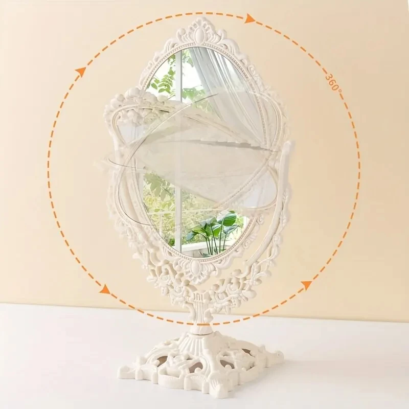 Makeup Mirror Women Desk Table Oval Shape Double Sided