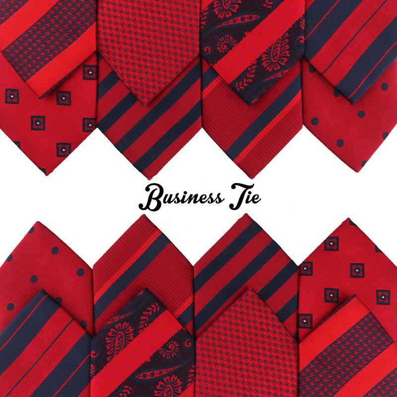 

Tailor Smith Classic 7.5cm Men's Tie Red Striped Dot Jacquard Necktie For Men Business Wedding Accessories Gift Formal Neck Ties