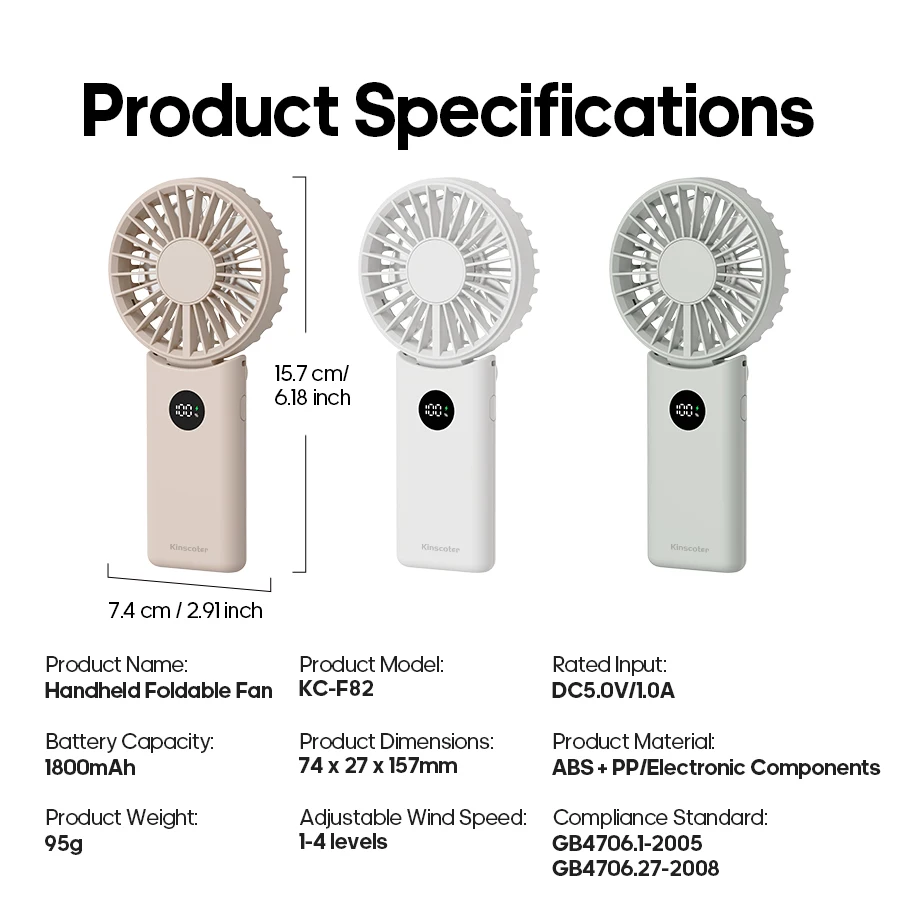 Compact Rechargeable Folding Fan with LED Display & Adjustable Speeds