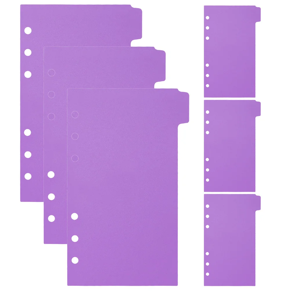 

6 Sheets Pocket Separator Tabs for Binders Paper Dividers Notebook Separators Plastic Pvc Page