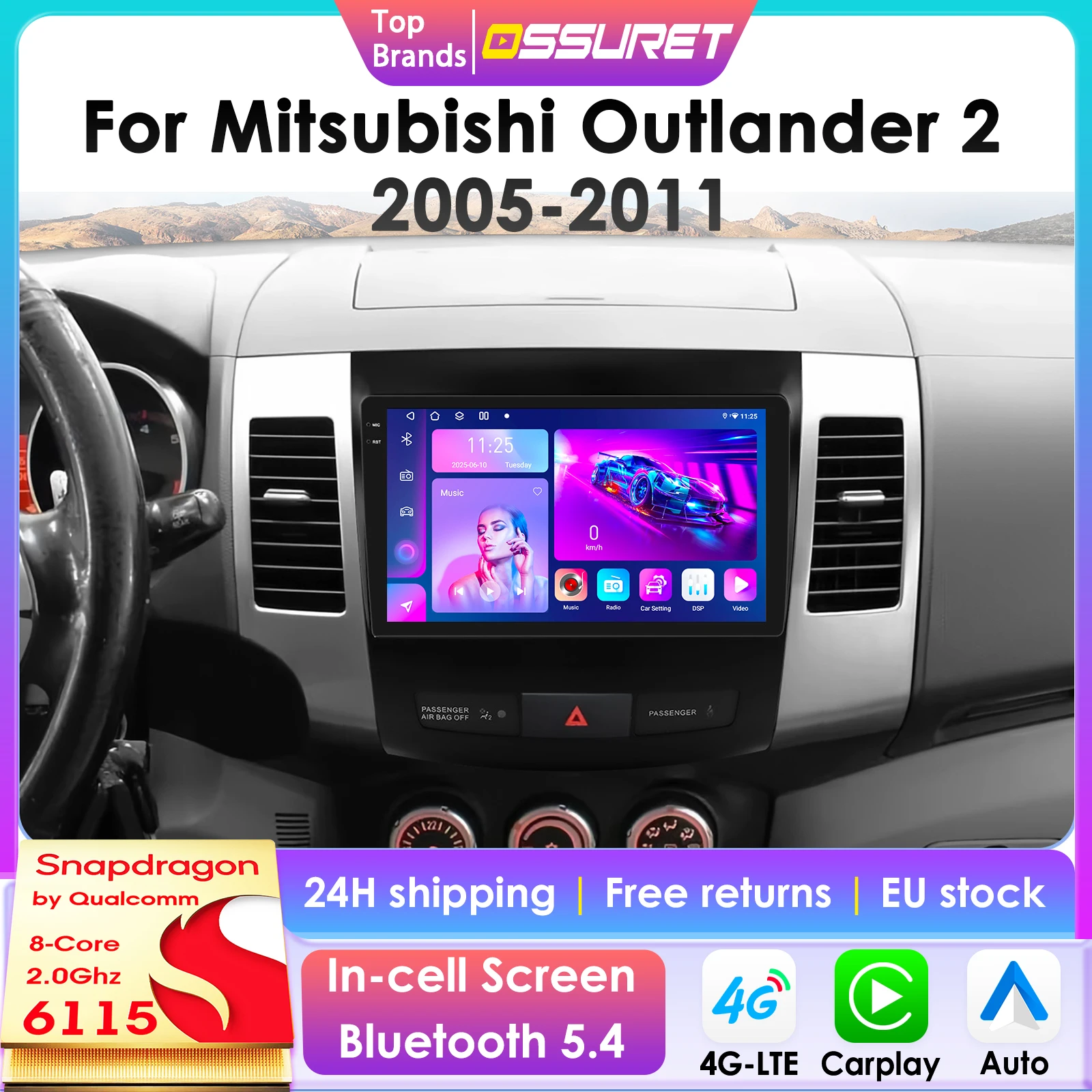 360 Kamera 2din Android 13 Auto Multimedia GPS Autoradio für Mitsubishi Outlander XL2 2013-2017 für Citroen C-Crosser 4g Carplay