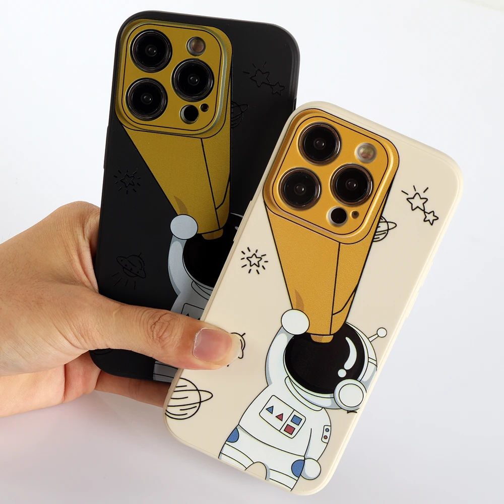 

Cute Cartoon Planet Astronaut Phone Case For iPhone 13 11 12 14 Pro Max XS XR X 8 7 Plus Protective Soft Cover