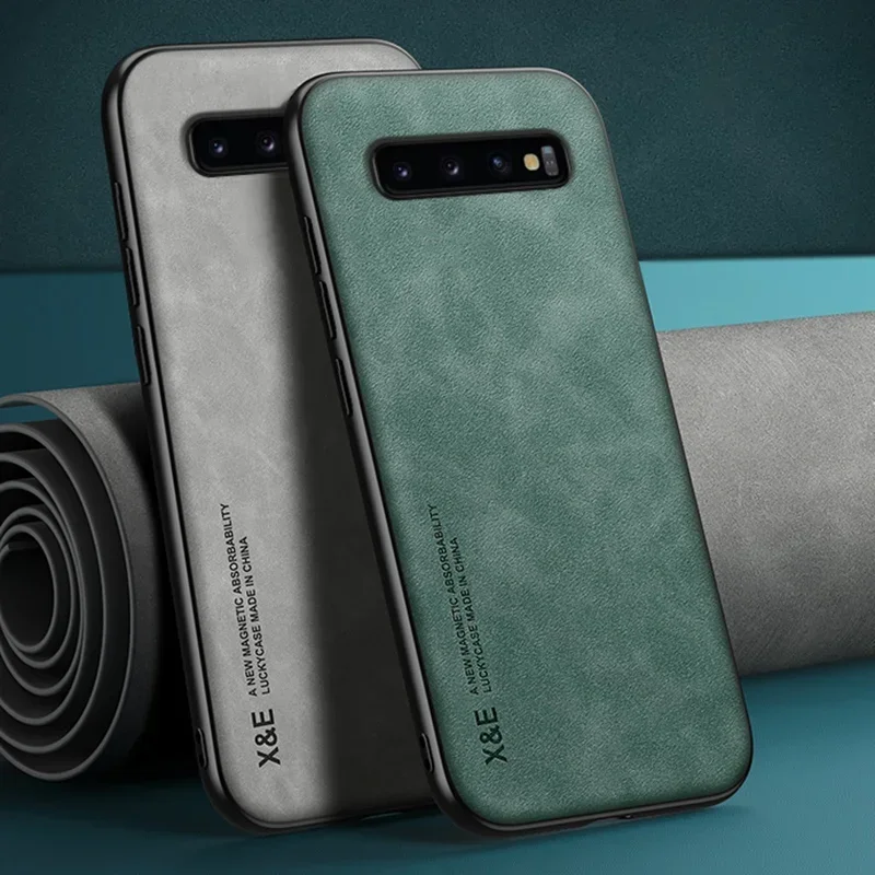 Phone Case Case For Samsung S10 S9 Plus Note 10 Plus A56 A36 A26 A16 A55 A35 A15 Luxury Leather Cover Metal Plate Support Car Hold