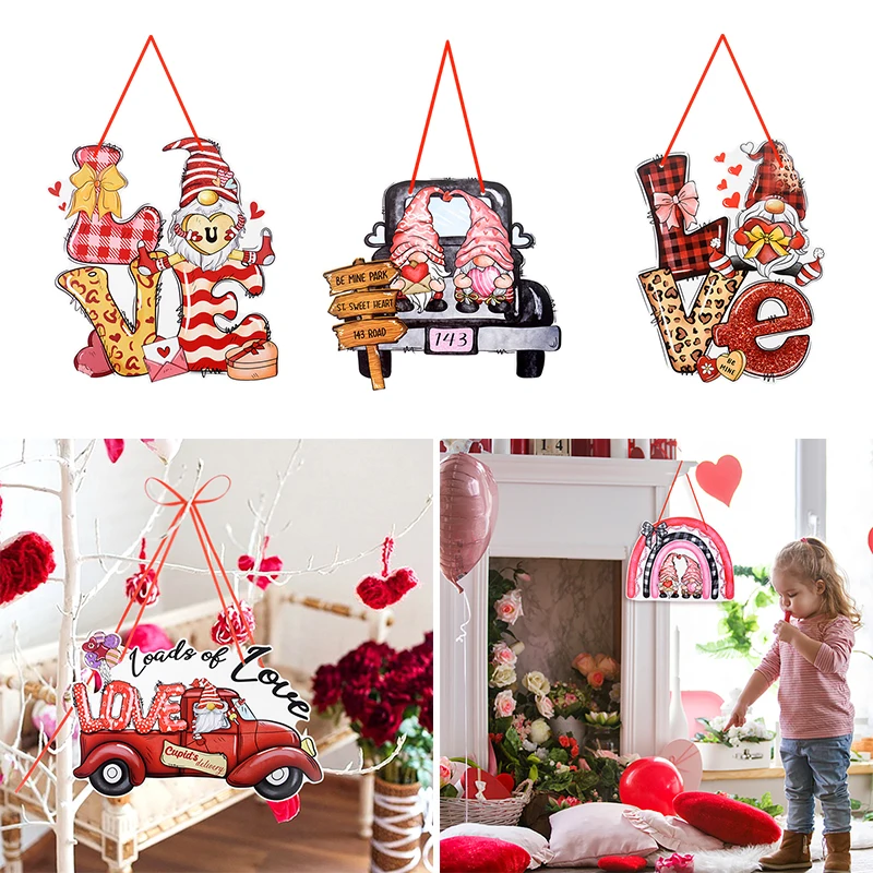 

Valentine's Day Door Pendants Cartoon Dwarf Printed Wall Signs Romantic Wedding Party Valentine's Day Hanging Ornaments for Home