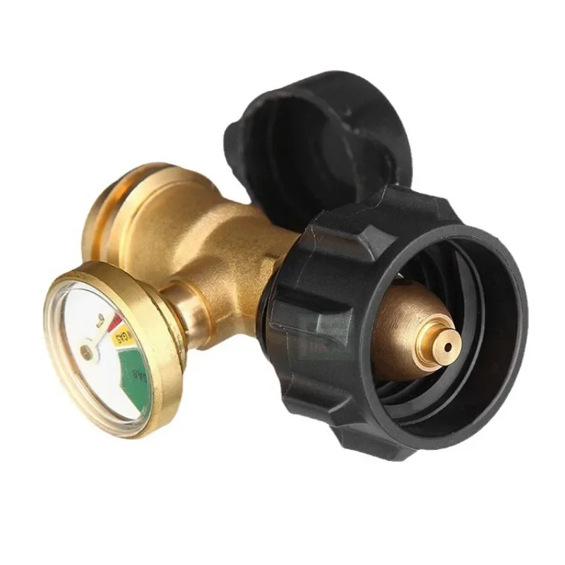Conversion Joint Propane Gas Tank Joint Flow Detection Gas with Pressure Gauge Valve
