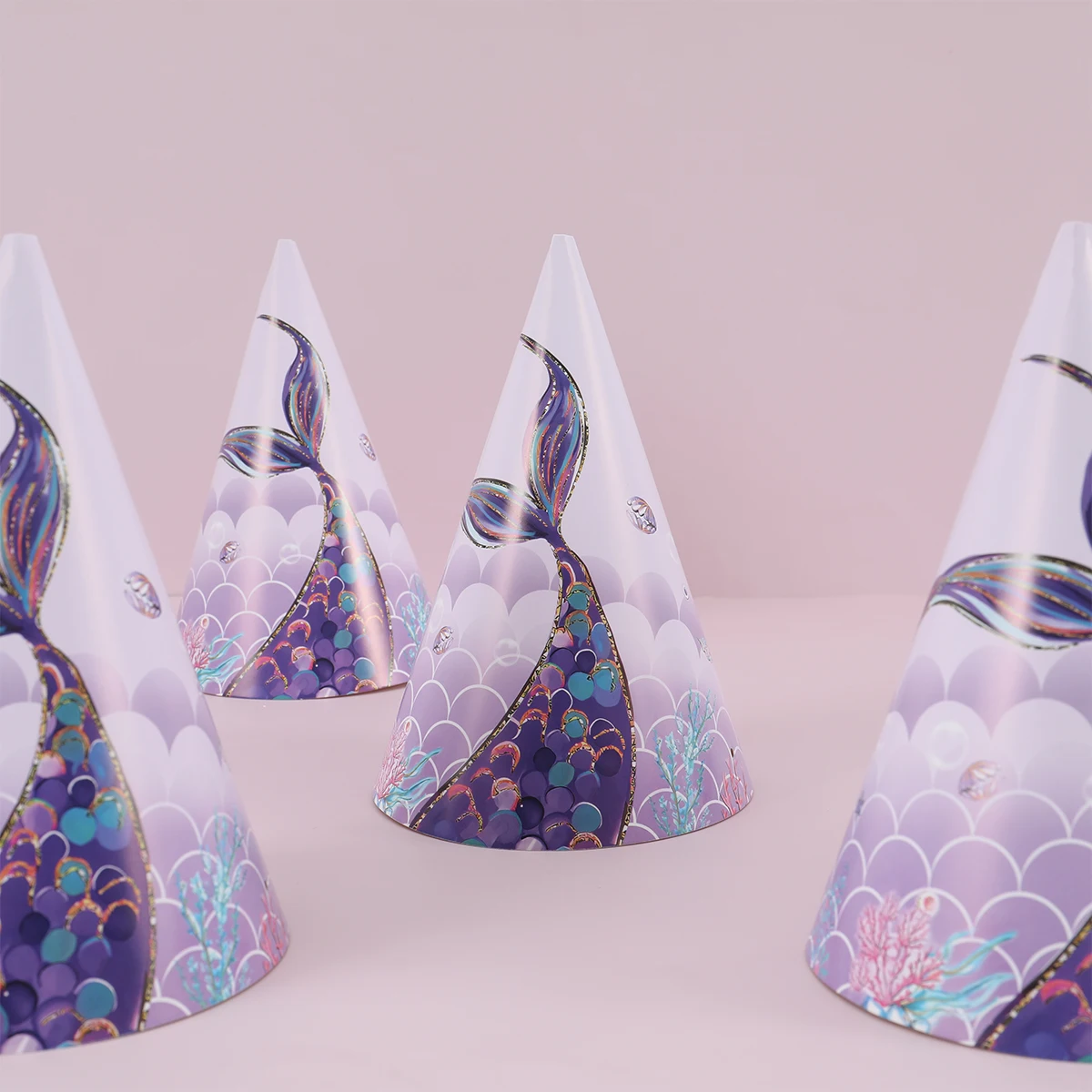 6Pcs Little Mermaid Birthday Hat Birthday Party Decor Kids Boy Girl Wedding Birthday Party Favors Forniture Baby Shower