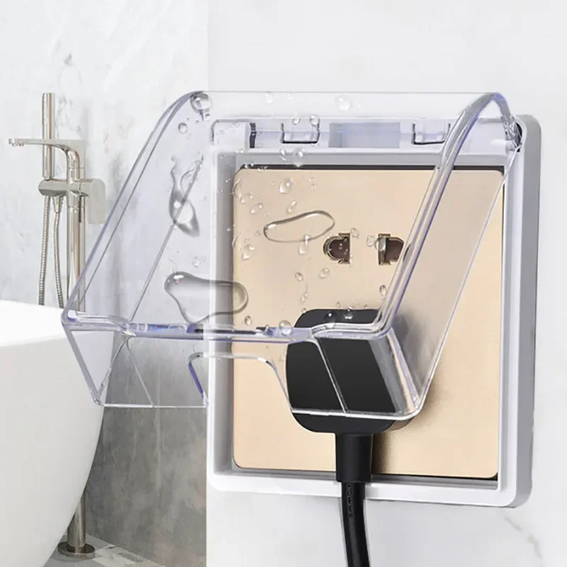 Self-Adhesive 86Type Socket Waterproof Box Bathroom Wall Switch Protection Cover PlugCover Socket Splash-Proof Box