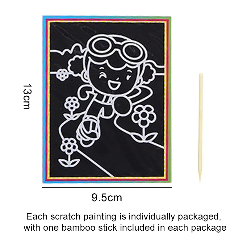 10pcs Children Scratch Painting Colorful Drawing Toys DIY Paper Cartoon Art Supplies Handmade Graffiti Kid Birthday Gifts TMZ 2