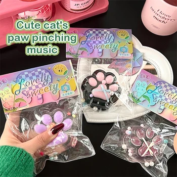 1PC Cartoon Pearl Cat Claw Squeeze Pinching Transparent Toy Cute Cat Paw Slow Rebound Decompression Toy Kids