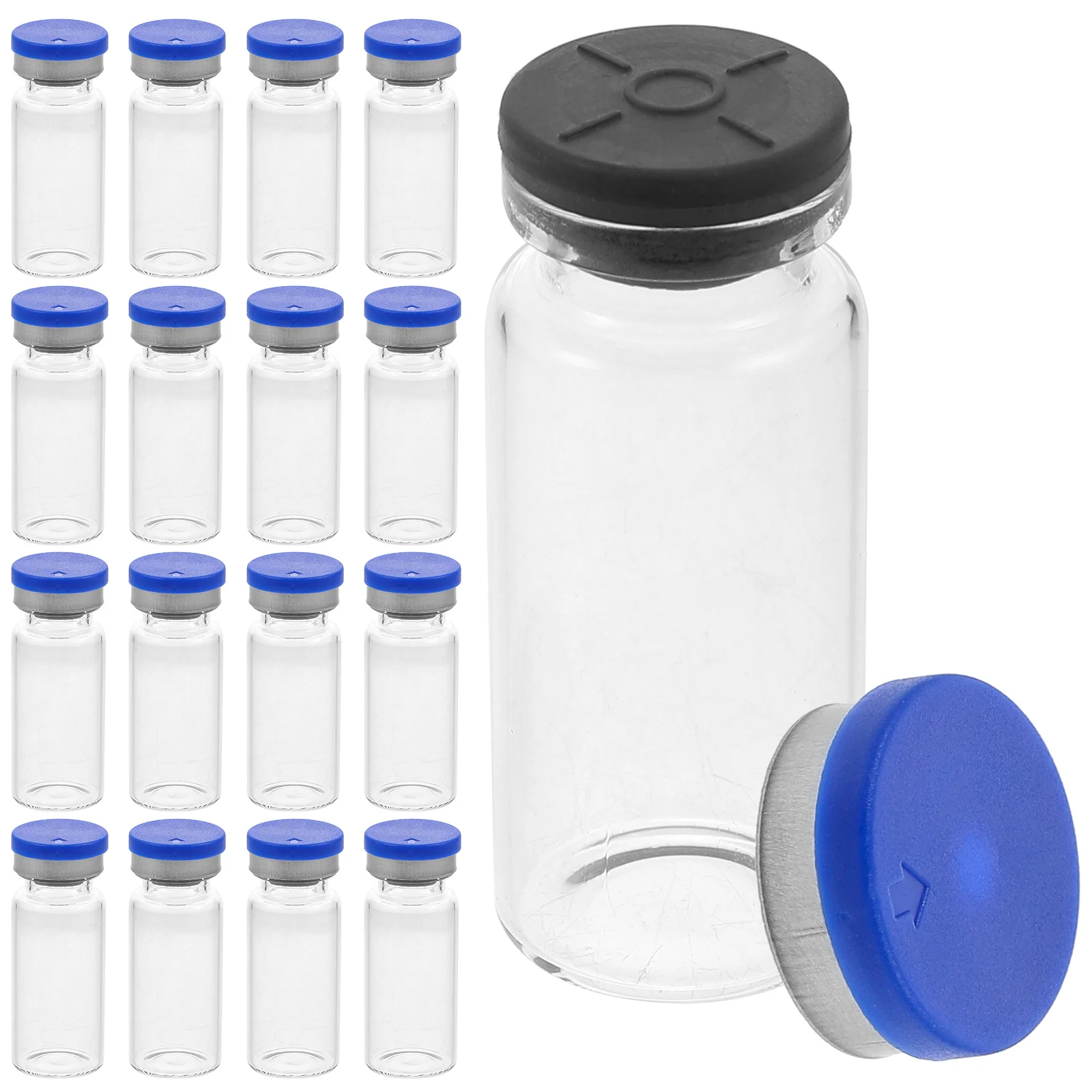 

Water Mini Glass Vials 20 Pack 10Ml Clear Headspace Caps Stoppers Flat Bottom Sample Lab Chemical Vial Transparent