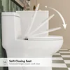 One Piece Toilet with White Button12'' Rough-In Standard Bathroom Toilet Dual Flush 0.8/1.28 GPF Elongated Toilet with Soft 4