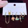 MIGGA 6pcs Cool Movie Hero Pendant Drop Earrings Set Gold Color Plated Cubic Zircon Stone Women Jewelry 1