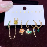 MIGGA 6pcs Cool Movie Hero Pendant Drop Earrings Set Gold Color Plated Cubic Zircon Stone Women Jewelry 1