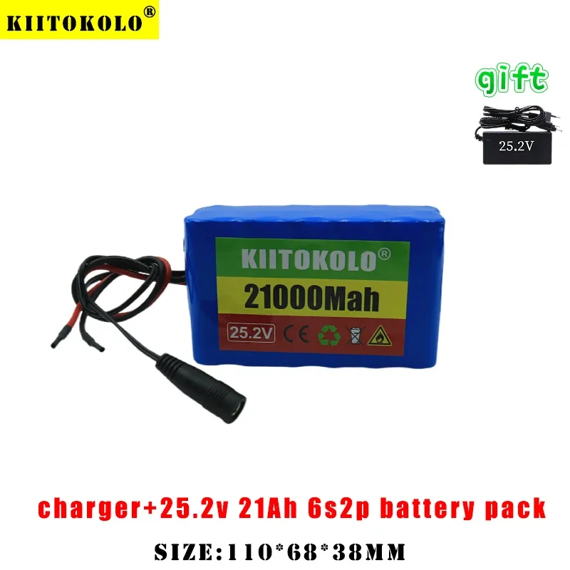 

100% Original 6s2p 24V 21Ah 18650 Lithium-ion Battery Pack 25.2v 21000mAh Electric Bicycle Moped with BMS + 25.2v 2A Charger