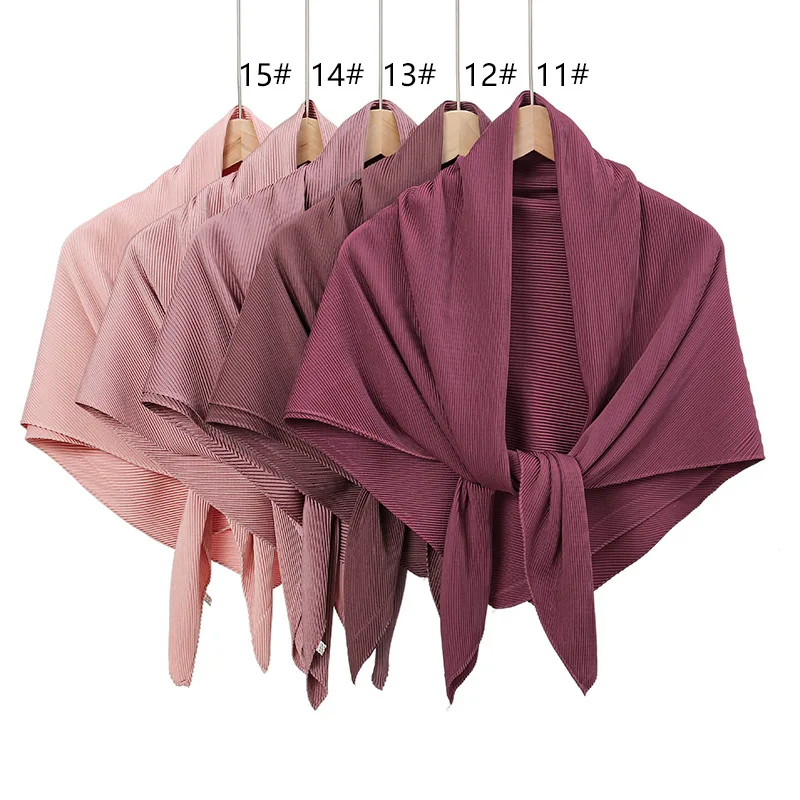Plain Wrinkle Square Silk Stain Instant Hijab Shawl Crinkle Thin Beach Cover Scarves and Wraps Headband Ramadan Muslim Veil Cape