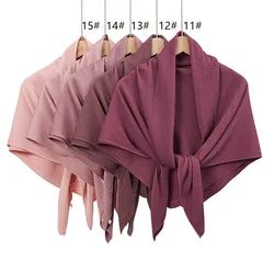 Plain Wrinkle Square Silk Stain Instant Hijab Shawl Crinkle Thin Beach Cover Scarves and Wraps Headband Ramadan Muslim Veil Cape