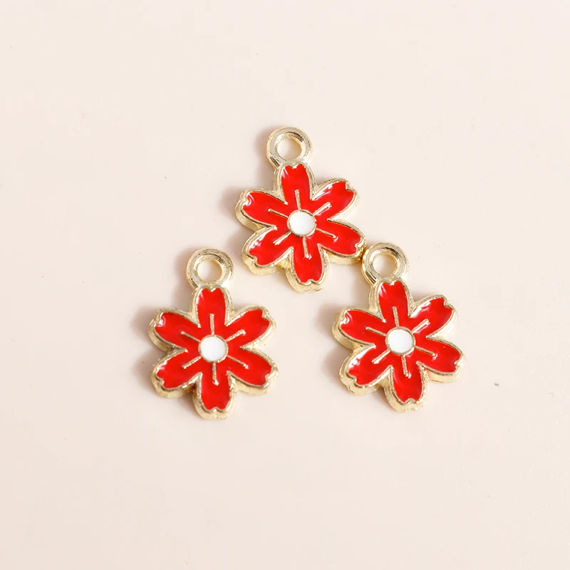 Duarte 20 Teile/los Mix Rote Emaille Blume Charms Anhänger für Schmuck Machen Tropfen Ohrringe Halsketten Armbänder Zubehör DIY Geschenk – Detail 26