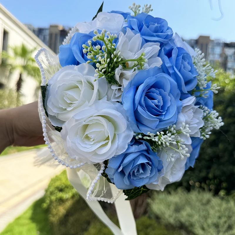 MISSPIN Set Di Fiori Artificiali Per Matrimonio - 32 Pezzi Bouquet Fai Da Te Con Peonie, Rose E Ortensie, Rosa, Decorazioni Centrotavola E Festa