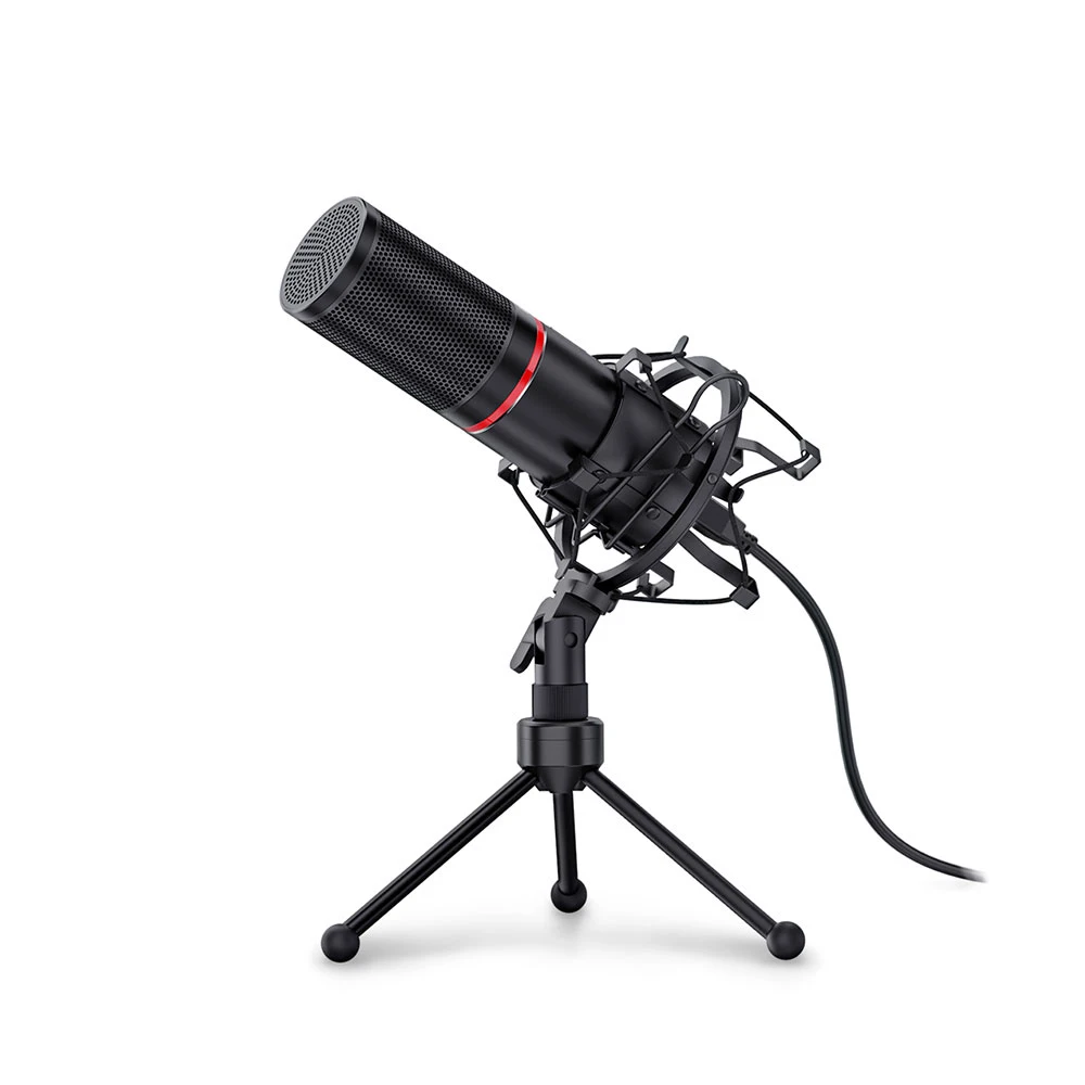 Redragon GM300 Metal USB Wired Condenser Recording Microphone Tripod For Computer Cardioid Studio Recording Vocals Voice Karaoke 