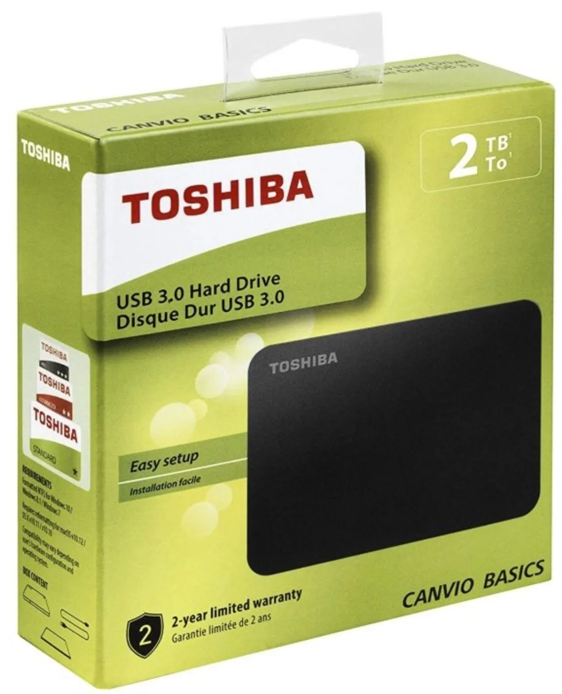 Toshiba Canvio Basics external hard drive 1TB 2TB 4TB USB 3.0 Compatible 2.0 3.1 ,Windows 7/8.1/10 Mac OS, Black