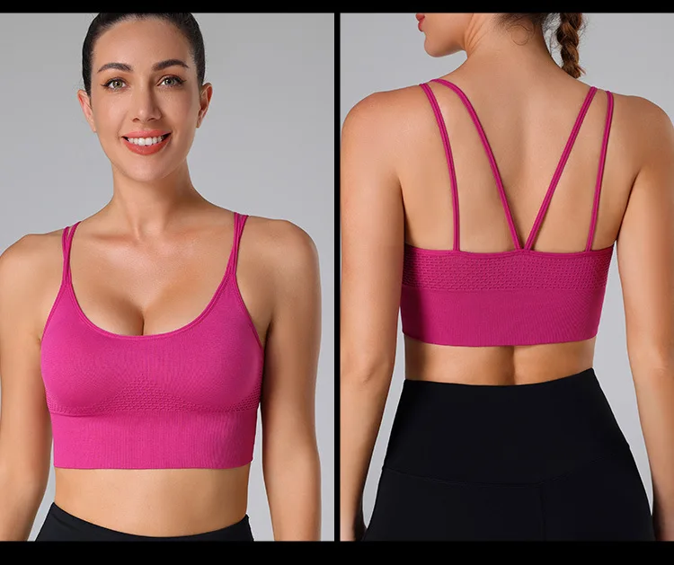 Frauen Cross Strap Sport BH Top Frauen Push-up Sport BH Yoga Gym Crop Top Büstenhalter Fitness Top Sport BH atmungsaktive BHs neu – Detail 10