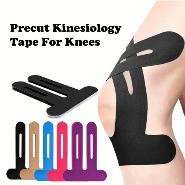 10PCS Precut Kinesiology Tape For Knees Waterproof Elastic Breathable Knee Tape Athletic Tape Provide Support Stability Running