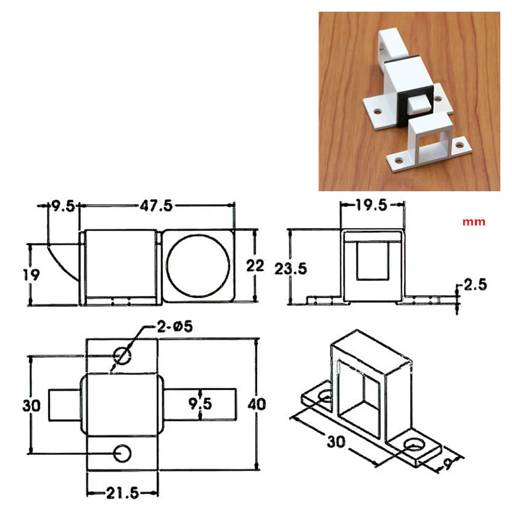 Description Picture 6 of itemDoor Latch Aluminum Alloy Security Automatic SASH Door Spring Bounce Lock Square Automatic Latch Door Bolt Hardware Home Tools