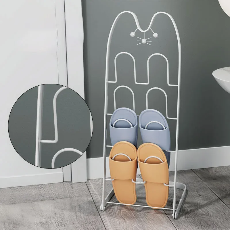 

Creative Simple Iron Cat Shoe Rack Slipper Storage Holder Organizer Drainage Drying for Living Room Bathroom Space Saving Shelf