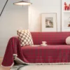 Sofa Towel with Full Coverage Ins Plaid Style Camping Blanket Sofa Cushion Cover All Season Universal Christmas Couch Decorate 2