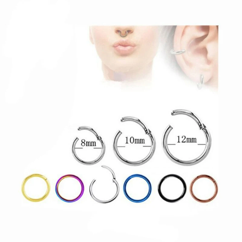 1PC Surgical Steel Tornito Nose Clicker 16G 18G Septum Piercing Ear Cartilage Earring Helix Septum Cliker Ring