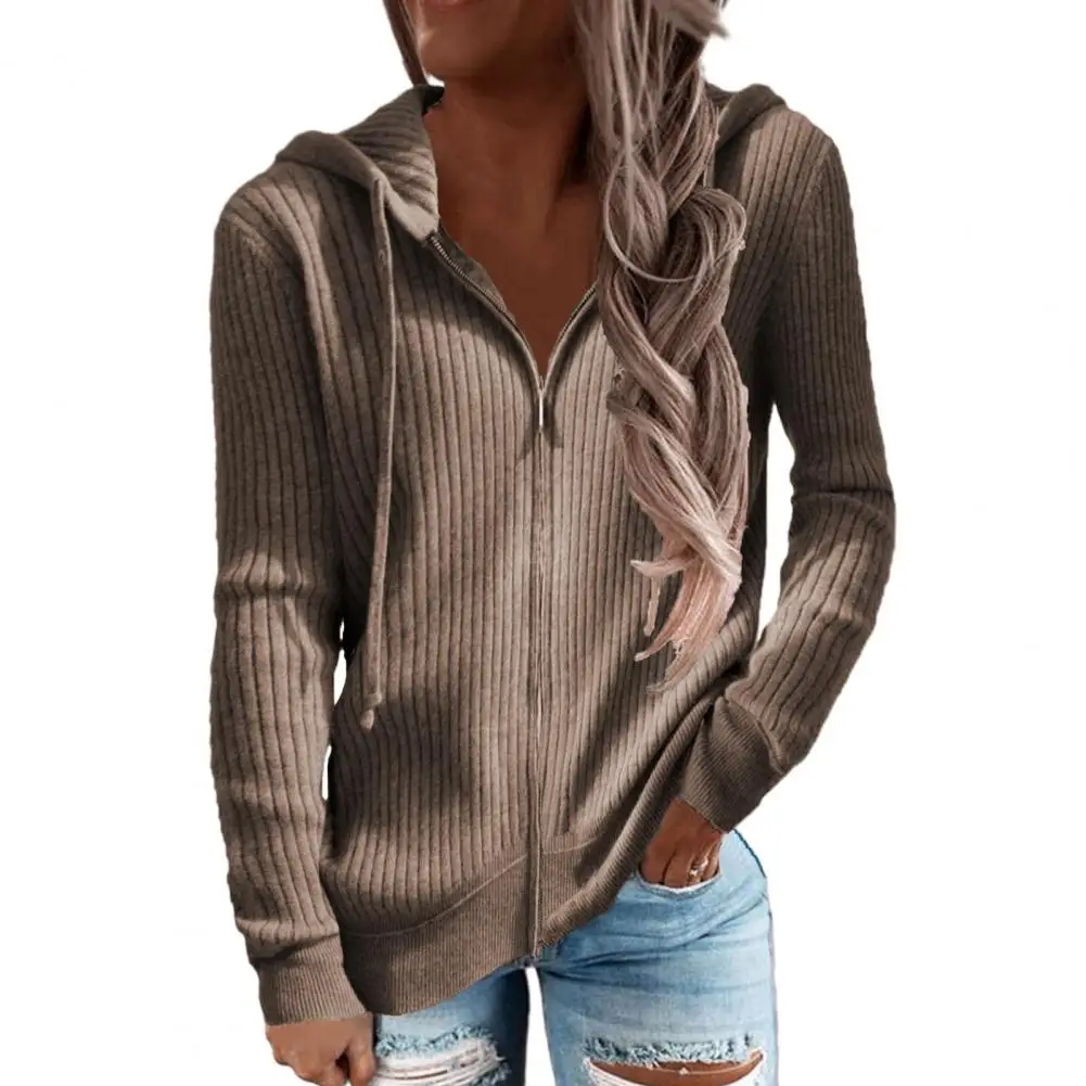 

Jacket Cozy Knitted Sweater Coat for Women Hooded Long Sleeve Thick Warm Elastic Loose Fit Fall/winter Outerwear