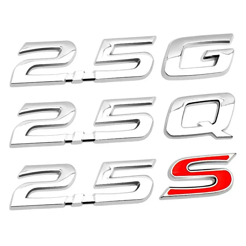 

1pcs 3D 2.4 2.5 G Q S camry newest metal Car logo letter sticker tail door trunk rear Emblem sticker styling Accessories