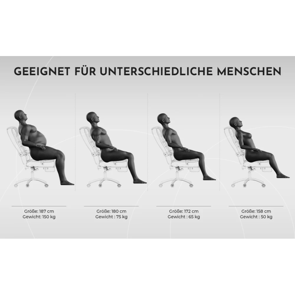 Moderner ergonomischer Bürostuhl aus PU-Leder, verstellbarer drehbarer Schreibtischstuhl mit Lordosenstütze, bequemer Arbeitsstuhl mit hoher Rückenlehne – Detail 8