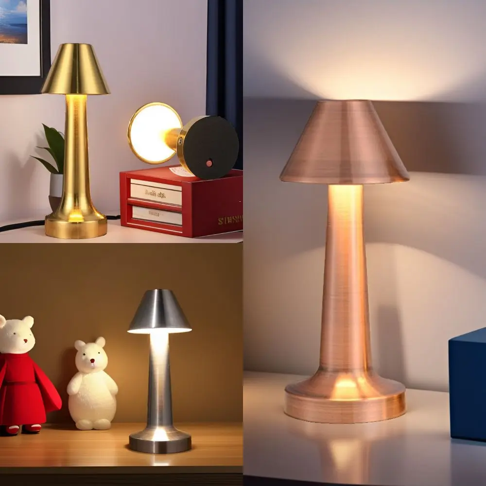 침대 옆 테이블 LED 야간 조명, USB 충전식 램프, 레트로 금속 터치 야간 조명, 거실 식당 책상 침실 장식