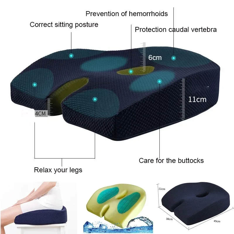 

Orthopedic Seat Cushion Seat Pad Sciatica Pillow Pad Cushion Non-slip Sitting Cushion Relief Tailbone Pain Foam Hollow