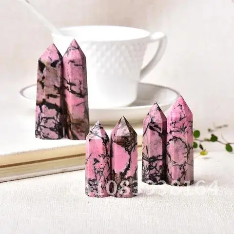 

Natural Rhodonite Crystal Point Healing Stone Polished Reiki Energy Stone Quartz Tower Ornaments Home Decor 50-80mm Pyramid 1PC