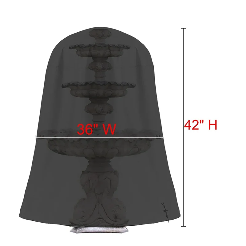 36" D X 42" H Fountain Cover Weatherproof Garden Fountain Statue Protective Cover 420D Oxford Cloth For Winter Outdoor