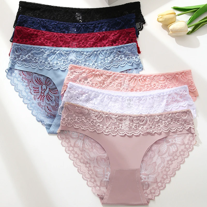 Description Picture 4 of itemTrowBridge 3PCS/Set Women's Panties Plus Size Lace Underwear Hollow Out Sexy Woman Briefs Comfort Lingerie Breathable Underpants