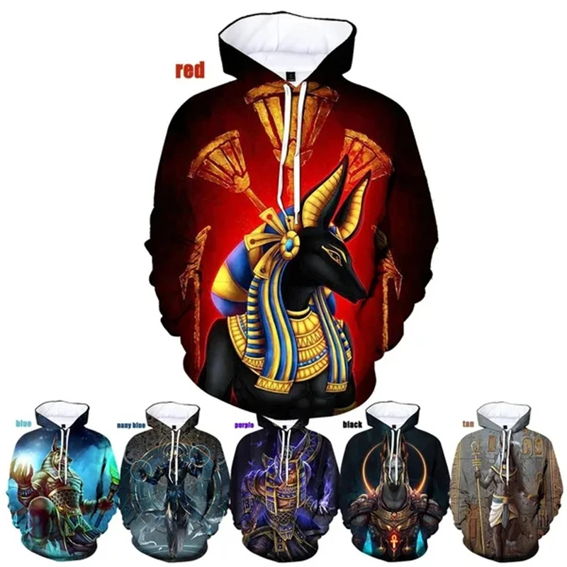 

New Fashion Egyptian Dead God Egyptian Symbol Pharaoh Anubis 3D Printed Men Women Hoodie Casual Pullover Size XS-5XL Oversized