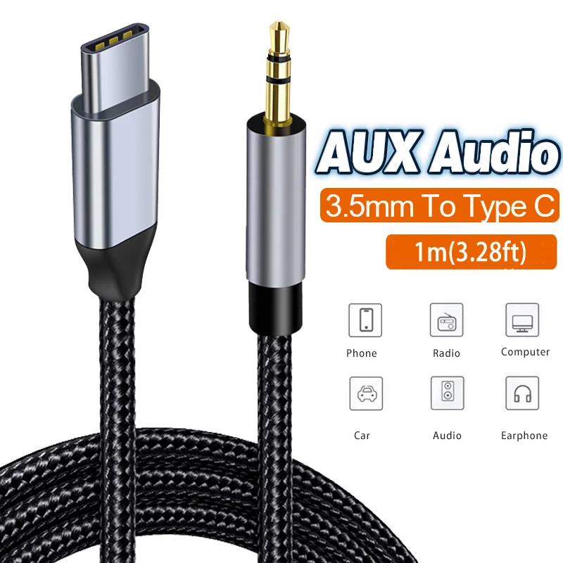Premium USB-C to 3.5mm Aux Audio Cable for Headphones and Speakers