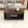 ChooChoo Farmhouse Coffee Table, Black Living Room Table with Shelf, 40 Inch 6