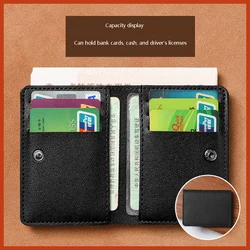 2024 Stylish Compact Women's Soft Leather Wallet with Button Closure (Black)