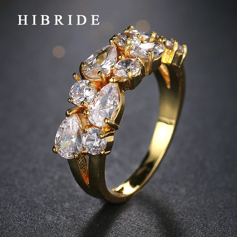 

Fashion Classic Water Drop CZ Women Wedding Rings Zircon 3 Prong Setting Engagement Ring Ladies Party Gifts QSP0010-128